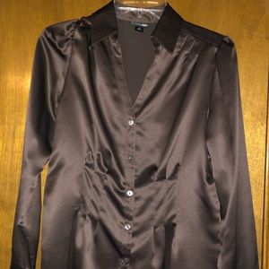 East 5th Brown Satin Button Up